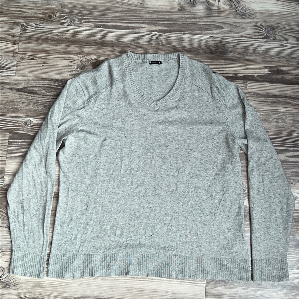 Smartwool Merino Wool Blend V-Neck Pullover Sweater Size Large in Gray